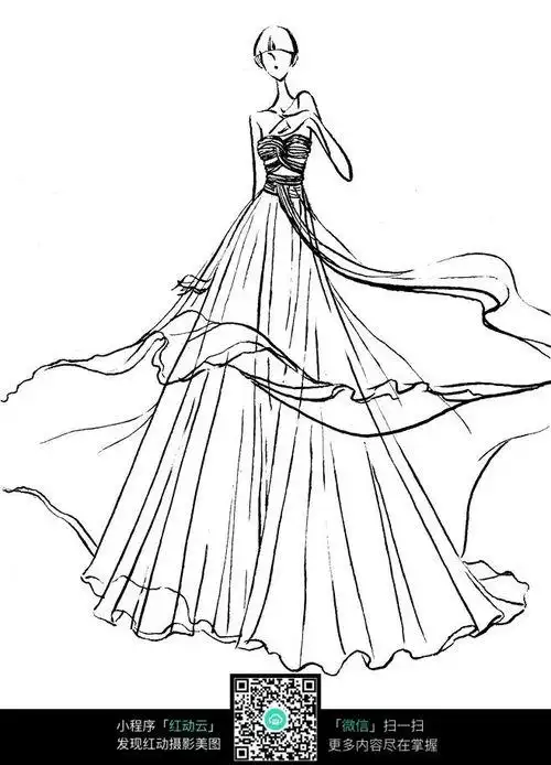 婚纱简笔画婚纱简笔画手绘长裙