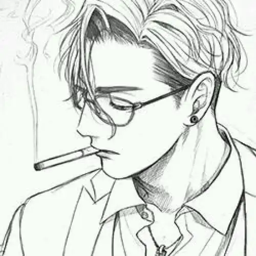 简笔画抽烟的男孩