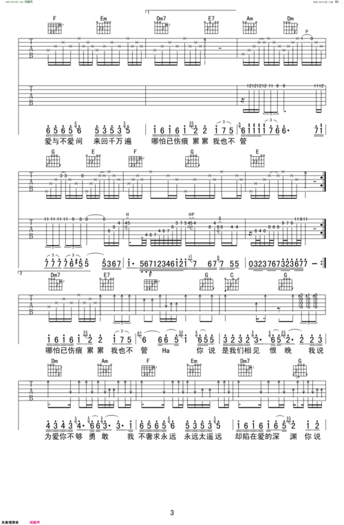 相见恨晚 c调 彭佳慧 吉他谱 和弦谱