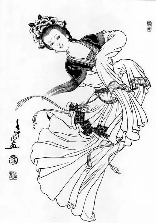 刘公华白描仕女