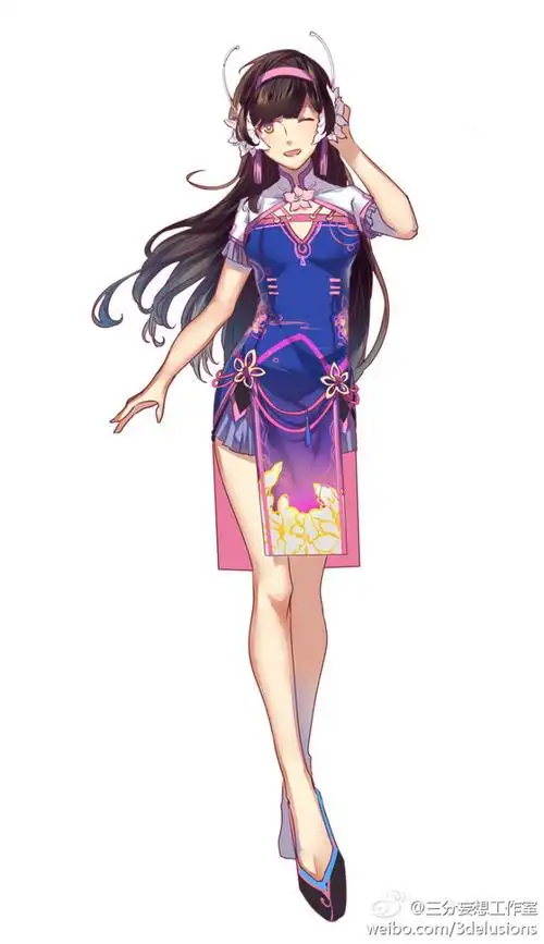 三分妄想守望先锋小美dva爱你哟天使猎空新年大家都要穿上中式旗袍来