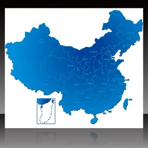 立体蓝色中国地图psd模板下载