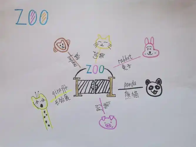 英语三年级动物园思维导图简笔画