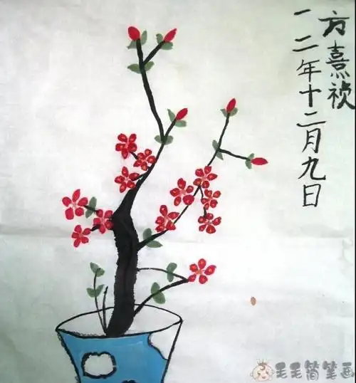 儿童水墨画梅花图片