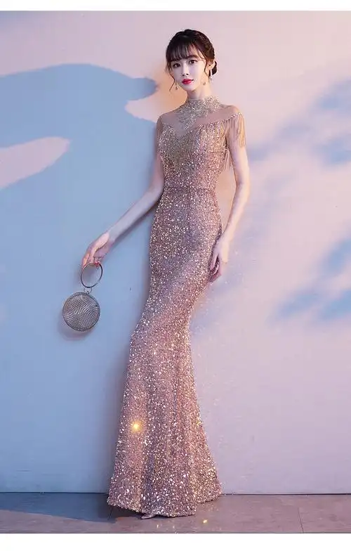 高定晚礼服裙女宴会气质高档主持人长款名媛轻奢小众高端夏季鱼尾