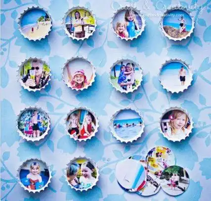 diy瓶盖可以这么玩儿 实用的小巧照片墙