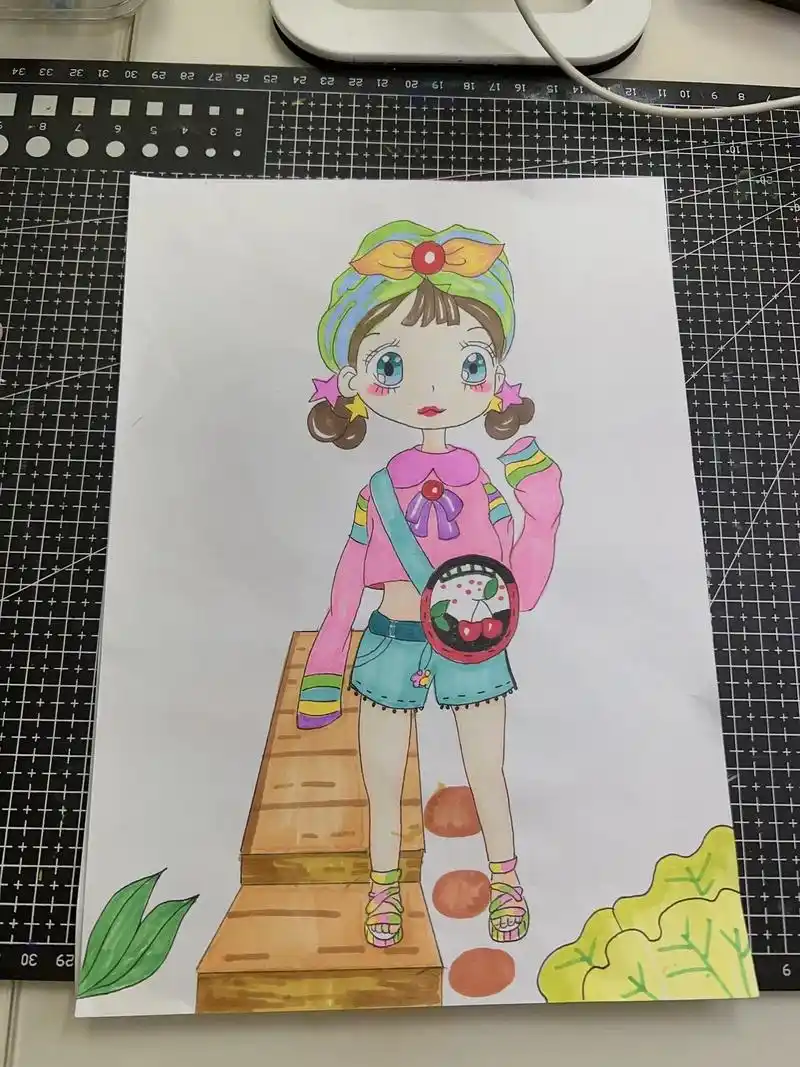 国美漫画考级4级人物范画,背景结合3种以上素材,向日葵,太阳 - 抖音