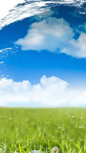 风景蓝天白云绿草h5背景素材