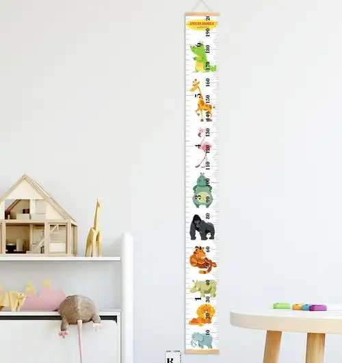 儿童卡通身高尺宝宝测量身高贴便携可移除防水可记录卡通身高尺