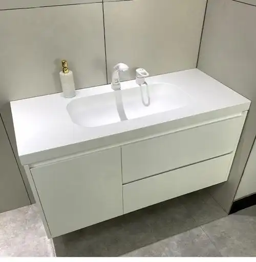 定制杜邦可丽耐一体盆人造石台面浴室柜组合台下盆洗脸盆洗手盆13m单