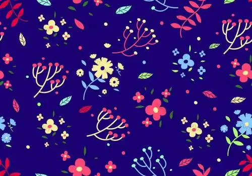 碎花拼接矢量图宝蓝色底数码印花花型服装纺织面料印花素材