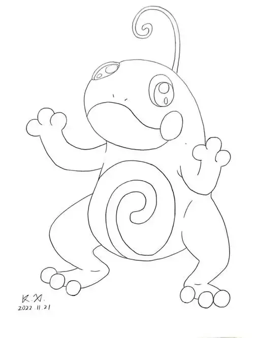 毕竟世界杯四年一次嘛#线稿  #绘画临摹  #零基础学画画  #宝可梦