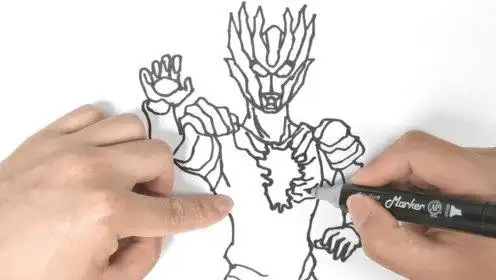 一起来画赛迦奥特曼!神秘四奥来袭,赛罗,高斯和戴拿的合体形态