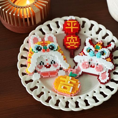 漫漫拼豆 原创立体拼豆 兔年挂件 新年开运礼物 diy材料包