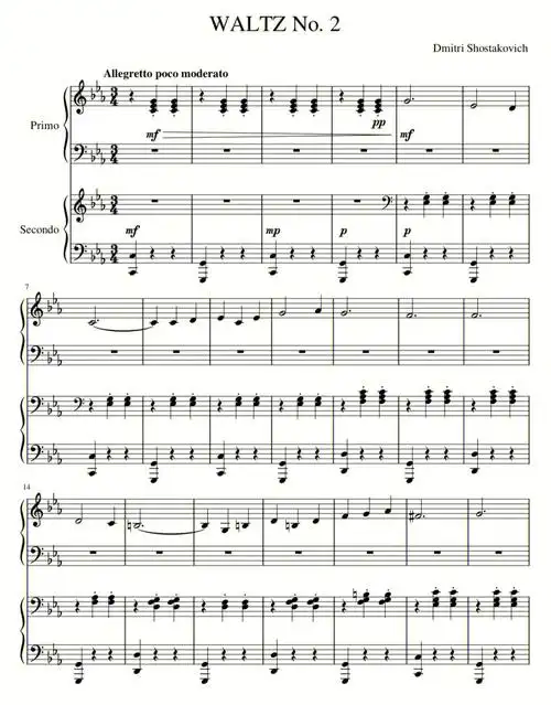 肖斯塔科维奇第二圆舞曲四手
