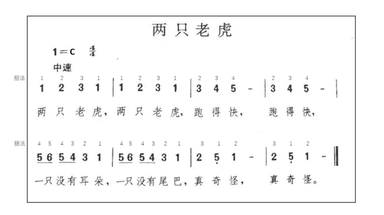学习吹奏《口风琴入门1-4》与《两只老虎》.