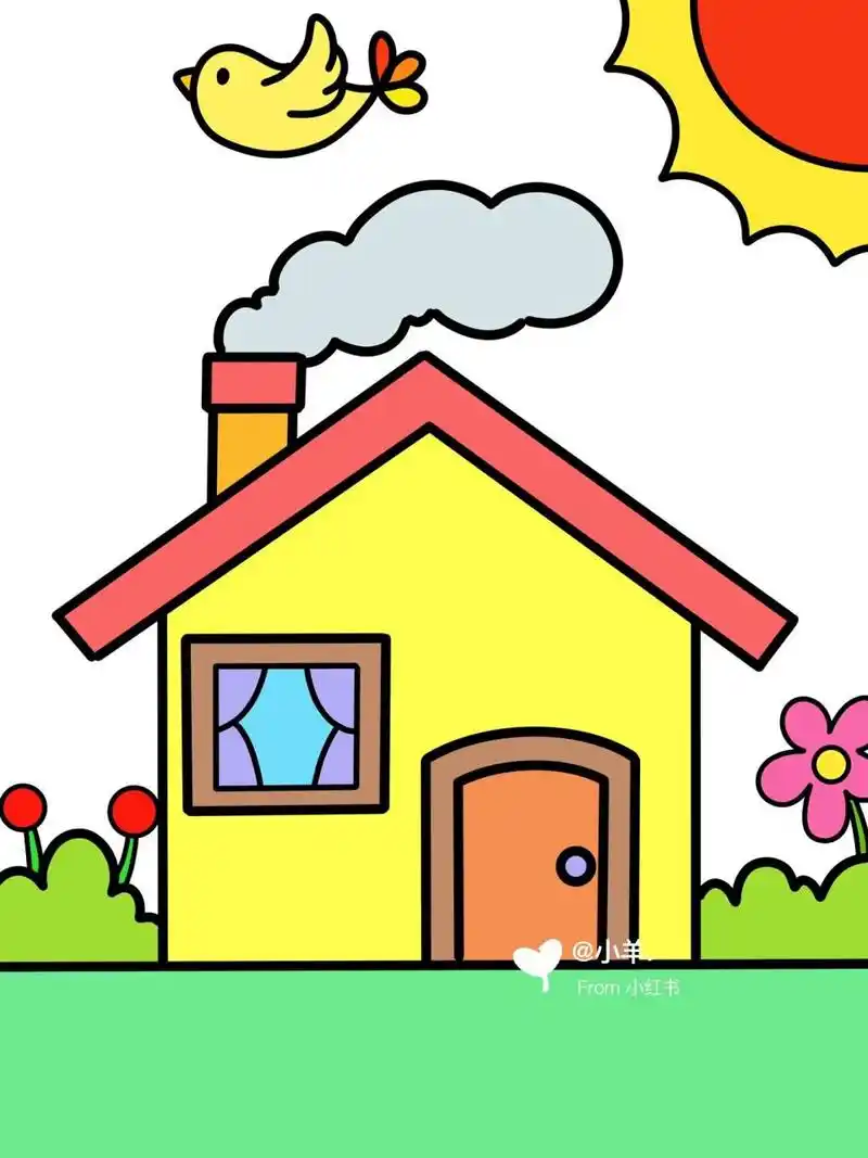 简单的小房子92儿童创意画 简笔画9615线稿 #创意美术儿童画