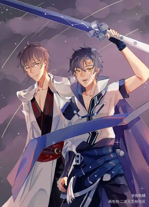 偶像粉丝组 看星星咯_王者荣耀曜李白日系插画绘画作品