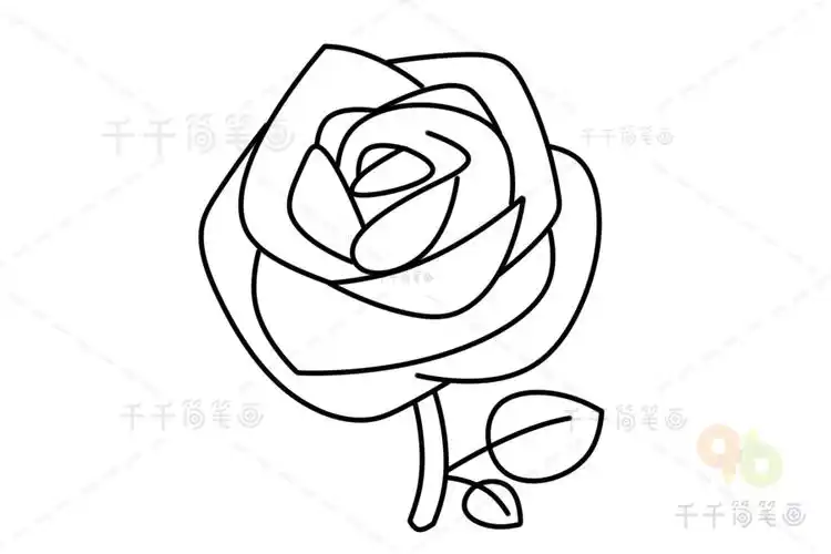 幼儿花朵涂色画图片大全玫瑰花填色画