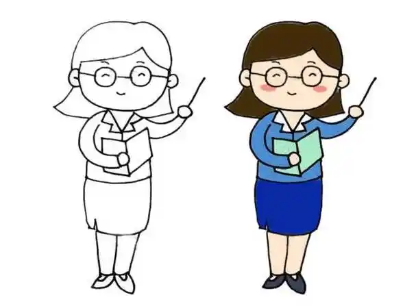 简笔画老师 简笔画老师怎么画 - 水彩迷