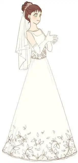 新娘头纱简笔画