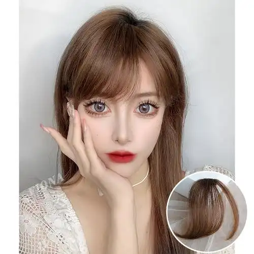 斜刘海真发偏分