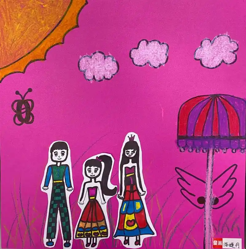 全家福黑线笔马克笔绘画