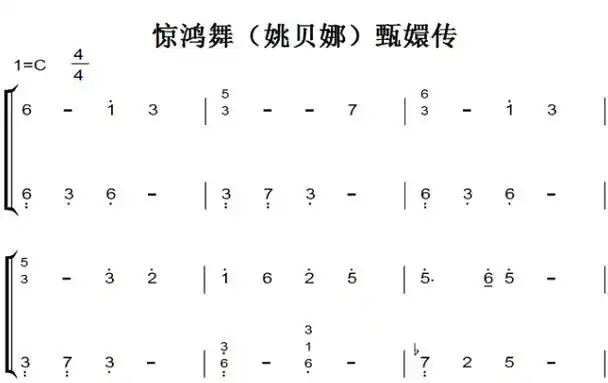 惊鸿舞姚贝娜甄嬛传影视原声版钢琴双手简谱钢琴谱钢琴简谱