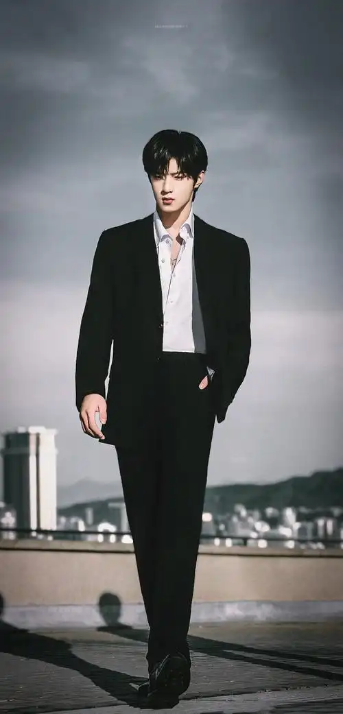 刘耀文黑西装白衬衫