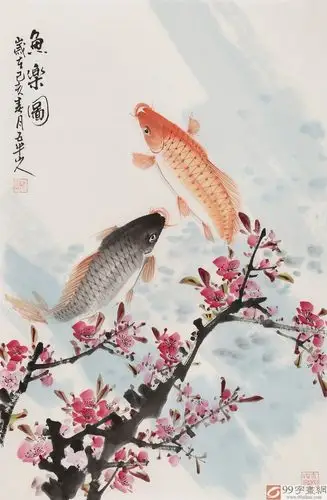 首页 传统水墨 花鸟画 九鱼图品名:鱼乐图