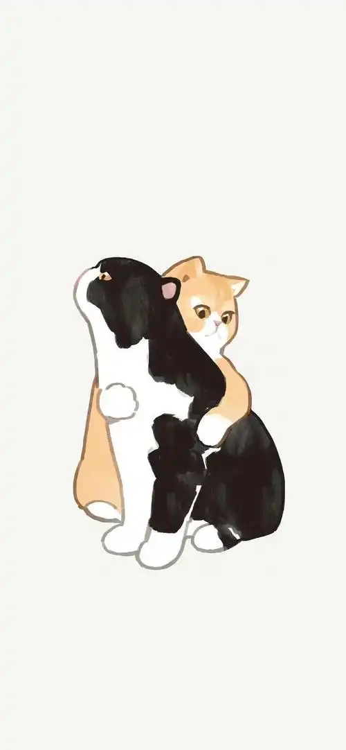 可爱壁纸:手绘猫咪走一波