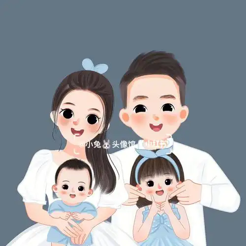 一家四口姐弟亲子头像分享