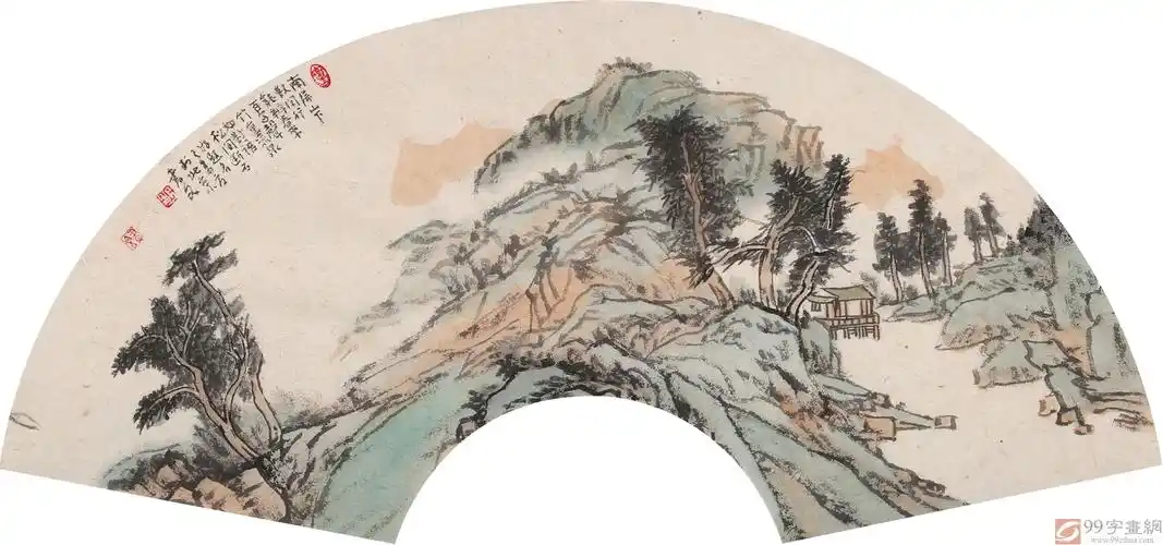 【已售】胡书文 扇面 《山林闲游图》中国书画院创作院副院长