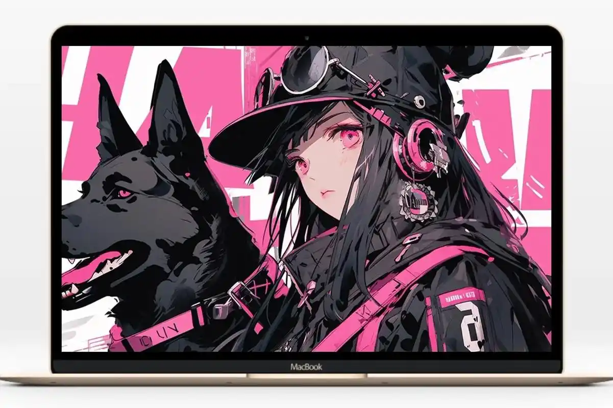 女孩和杜宾狗高清电脑壁纸#二次元 #wallpaper #电 - 抖音