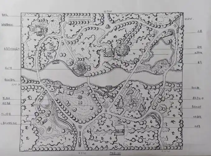 面积十五公顷左右平面图比例1:1000#公园景观设计  #环境设计