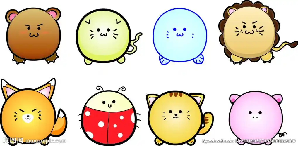 可爱卡通圆脸动物图片