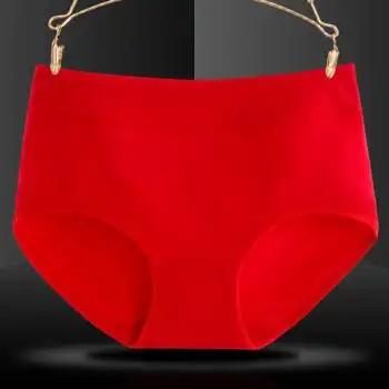 60本命年红色棉女士内裤三角中高腰印花大红短裤结婚庆底裤衩时髦