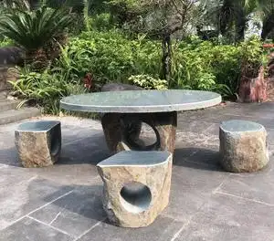 石凳天然大理石圆桌椅庭院别墅家用摆件户外园林公园石头桌子51人付款