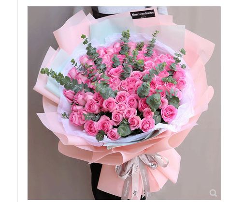 粉佳人粉玫瑰99朵七夕女友生日礼物鲜花 上海同城速递静安送花