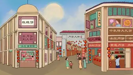 民国时期建筑街道插画背景