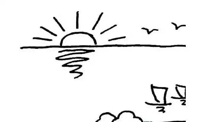 朝阳初升简笔画