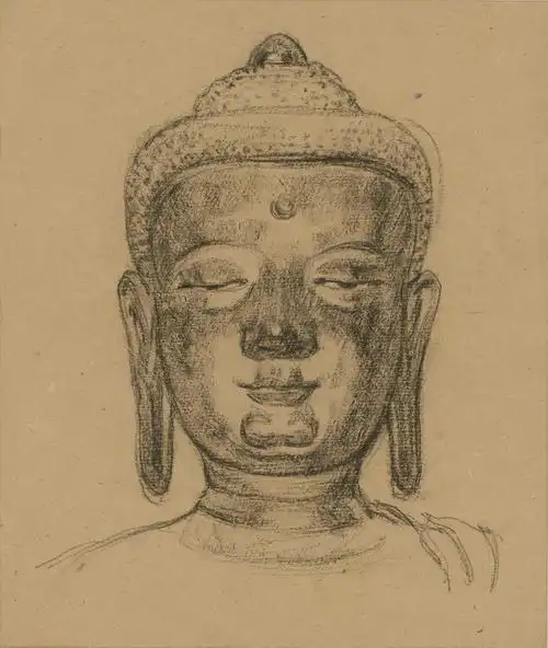 佛头,纸本素描,30×25.5cm,.1941年jpg.jpg