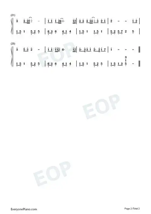 讲不出再见-c调简单版-谭咏麟双手简谱预览2