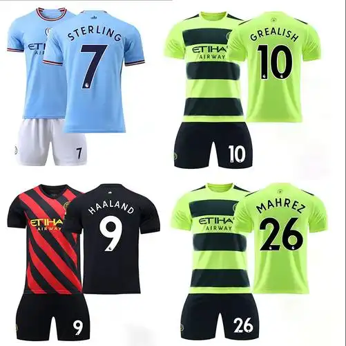 22-23世界杯曼城客场球衣德布劳内哈兰德球衣成人儿童足球服队服