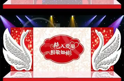 大红色系婚庆婚礼现场高清背景布置效果设计策划图片psd分层素材