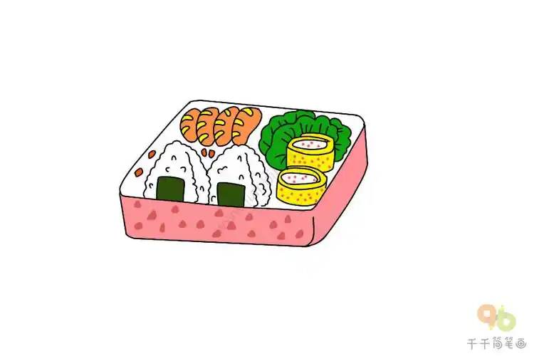 蛋卷便当简笔画步骤图