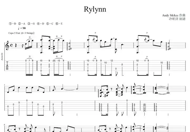 rylynn吉他谱_andy mckee_c调指弹 - 吉他世界