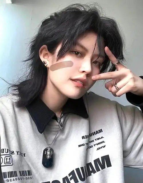 teliya假发男生狼尾武士头假发男韩版帅气动漫蓬松自然狼尾鲻鱼头潮流