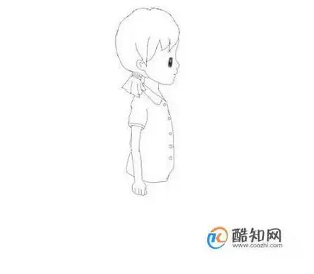 侧面站立学生简笔画