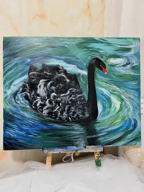 丙烯画黑天鹅含步骤图